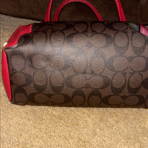 Coach Red and Brown Signature Shoulder Bag - Picture 4 of 5
